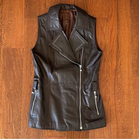 Vintage Italian Leather Vest with Studs by San Dino - Picture 7 of 11